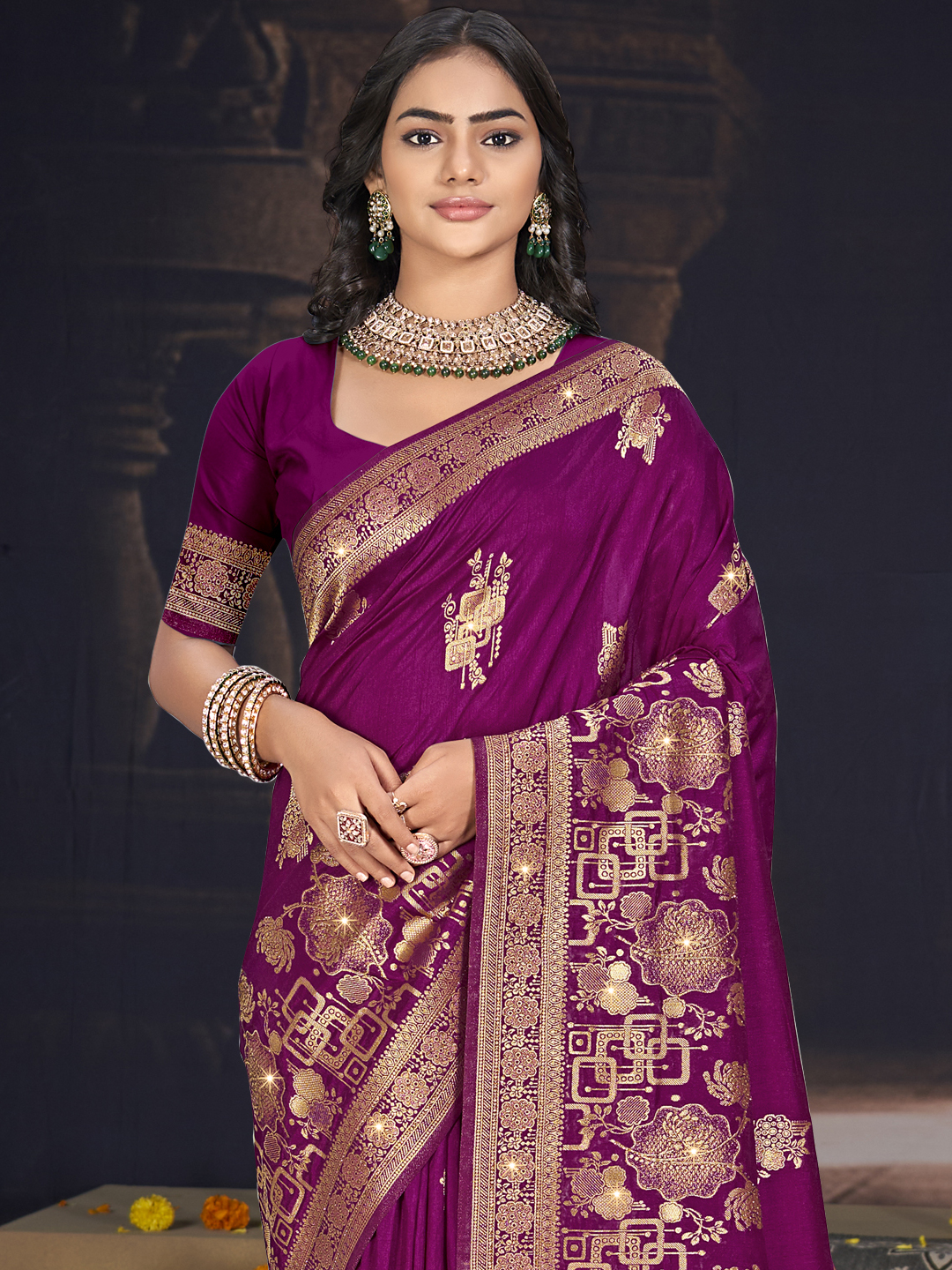 Magenta Color Shubhshree Silk Saree