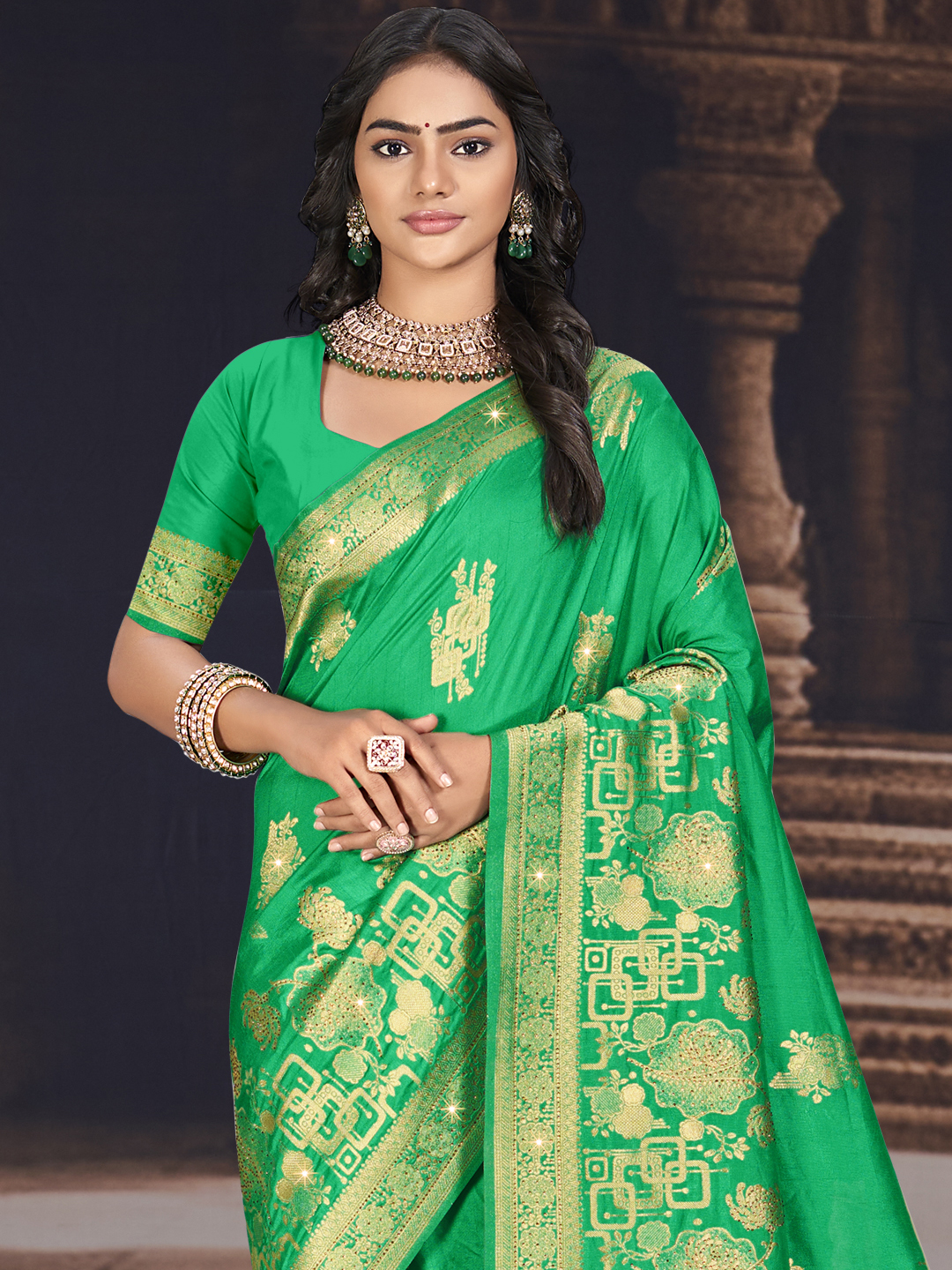 Pista Green Color Shubhshree Silk Saree